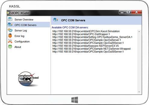 Select OPC COM DA server